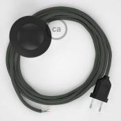 Creative Cables - Cordon pour lampadaire, câble RM03 Effet Soie Gris 3 m. Choisissez la couleur de la fiche et de l'interrupteur Noir