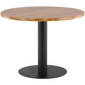 Ebuy24 - Cot Table à manger, Ø100cm, aspect teck huilé, noir.