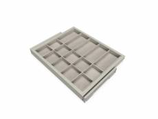 Emuca kit de tiroir d'organisation avec glissières à fermeture douce pour armoire, réglable, module 600mm, gris pierre 7028649