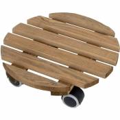 Esschertsgarden - Support à roulettes en bois pour plantes d'intérieur Rond - Teinté marron - Teinté marron