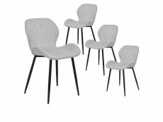 Fao - lot de 4 chaises enveloppantes tissu gris chiné