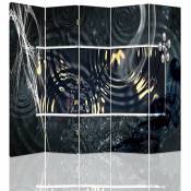 Feeby - Paravent Décoratif Prélèvements d'Eau Artistiques, 5 Panneaux - 180 x 150 cm - 2 faces r° v° - Gris