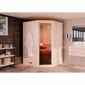 Finntherm - Sauna intérieur en angle naturel , 40 mm Épaisseur de paroi 226 - 250 x 176 200 cm - sans traitement de couleur