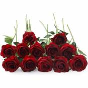 Fleurs Artificielles, 10 Pcs Simple Longue Tige Faux Fleurs De Soie Faux Rose Bouquet De Mariée Fleur Réaliste pour La Fête De Mariage Maison