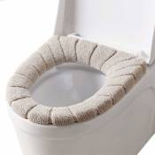 Fortuneville - Coussin de siège de toilette en peluche Coussin de siège de toilette en forme de o Coussin de siège à anneau thermique (beige)