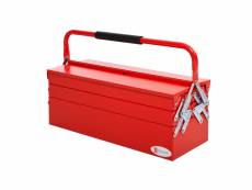 Homcom boite à outils métallique - coffret à outils - caisse à outils 3 niveaux 5 plateaux rétractables - tôle acier rouge
