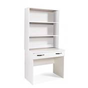 Iperbriko - Bureau avec tiroir pour chambre ou bureau avec bibliothèque en support Blanc poste de travail ordinateur portable