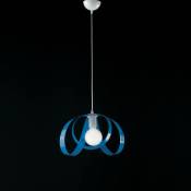 Iperbriko - Lustre à suspension en fer blanc et bleu une lumière 32x h24 cm