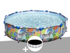 Kit piscine tubulaire Bestway Steel Pro ronde 3,05 x 0,66 m + Bâche de protection
