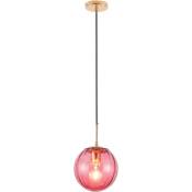 Lampe de plafond rétro - Suspension en boule colorée - Rumi Rose - Verre, Métal - Rose