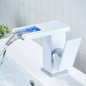 LED cascade robinet de salle de bain chaud froid noir comptoir lavabo lavabo robinet froid chaud noir (blanc)
