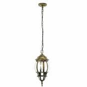 Licht-erlebnisse - Suspension d'extérieur Brest dorée au design en forme de lanterne de style rustique étanche IP23 - or vieilli - Or antique