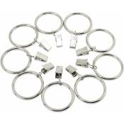 Linghhang - Argent, diamètre intérieur 38 mm) 20 anneaux de rideau avec clips, anneaux de suspension de rideau en acier inoxydable avec clips pour