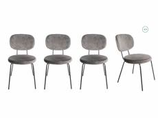 Lot de 4 chaises de salle à manger en velours gris