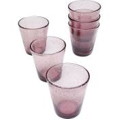 Lot de 6 - Verre à eau en verre rose à bulles