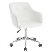 Miliboo - Chaise de bureau à roulettes design blanc et acier chromé baltik - Blanc