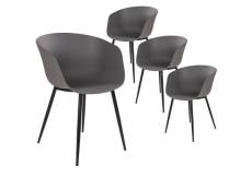 Montana - lot de 4 chaises polypropylène gris et pieds acier