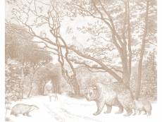 Papier peint panoramique forêt avec des animaux de la forêt beige - 159064 - 3,5 x 2,79 m 159064