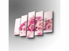 Pentaptyque atos motif bouquet florale rose