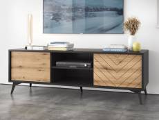 Peter - meuble tv - bois et noir - 154 cm - style industriel