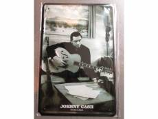 "plaque johnny cash avec une guitare rock roll country tole"