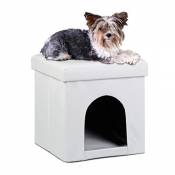 Relaxdays 10019046 Maison pour petits chiens et chats pliable pliante banc en similicuir confortable Tabouret abri panier malle cube niche HxlxP : 38 
