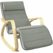 Sobuy - Fauteuil à Bascule avec Repose-Pied Réglable Design Rocking Chair Fauteuil Relax Bouleau Flexible (Gris) FST16-DG ®