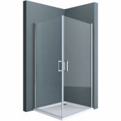 Sogood Portes de douche transparent autolevantes 100x100 paroi de douche Ravenna24 pare douche avec bac à douche 100x100x195cm - Transparent