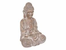 Statuette déco bouddha "effet bois" 45cm lin