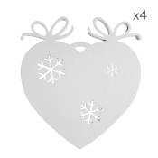 Suspensions de Noël forme cœur en aluminium blanc