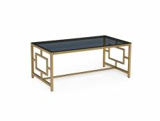 Table basse design en verre noir et métal doré rectangulaire pablo