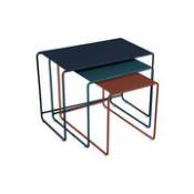 Tables gigognes Oulala / Set de 3 - 55 x 30 x H 40 cm - Fermob multicolore en métal