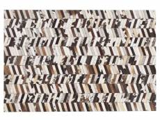 Tapis patchwork à motif zigzag marron et blanc 140