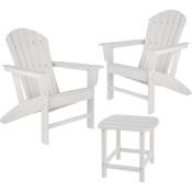 Tectake - Lot de 2 chaises de jardin janis avec table kamala - fauteuil de jardin, fauteuil extérieur, chaise extérieur - blanc