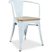 Tolix Style - Chaise de salle à manger avec accoudoirs - Bois et acier - Stylix Bleu gris - Bois, Acier - Bleu gris