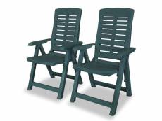 Vidaxl 2 pcs chaises inclinables de jardin plastique vert 43896