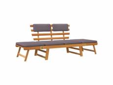 Vidaxl chaise longue avec coussin 2-en-1 190 cm bois solide d'acacia 45960