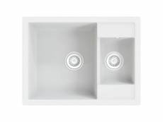 Vidaxl évier de cuisine deux lavabos trou de trop-plein blanc granit 147088