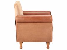 Vidaxl fauteuil marron cuir véritable et toile 320780