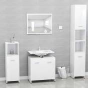 Vidaxl - Meubles de salle de bain Blanc brillant Bois d'ingénierie