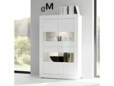 Vitrine, meuble de rangement 4 portes coloris blanc - longueur 102 x hauteur 162 x profondeur 43 cm