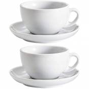Viva Haushaltswaren Lot de 2 Tasses à Cappuccino en Porcelaine épaisse Blanche 0.28L