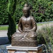 Wanda Collection - Statue jardin bouddha assis fibre de verre position chakra 150cm brun - Marron
