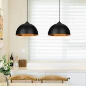 2x Suspension Luminaire lampe à suspendre abat-jour Lampe à suspendre industrielle Lampe de plafond noir-or Lampe à suspendre - Hengda
