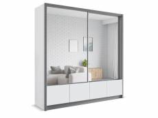 Armoires fonctionnelles - armoire avec tiroirs silu 204 blanc + miroir - armoire avec miroir et porte coulissante, grand espace de rangement, ameublem