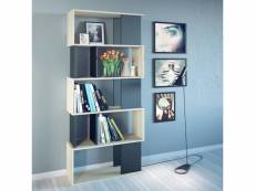 Bibliothèque avec cinq étagères asymétriques, couleur chêne et noir, dimensions 80 x 175 x 29 cm 8052773327695