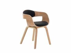 Chaise de bureau sans roulettes visiteur en tissu et bois design retro et confort maximal naturel et gris foncé bur10543
