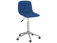 Chaise pivotante de bureau bleu tissu