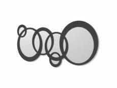 Dekoarte e060 - grands miroirs muraux modernes | miroirs grands cercles couleur noir | 140x70 cm E060