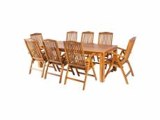 Ensemble de jardin en bois de teck,table de 240cm de long et 8 fauteuils inclinables Z13061395
